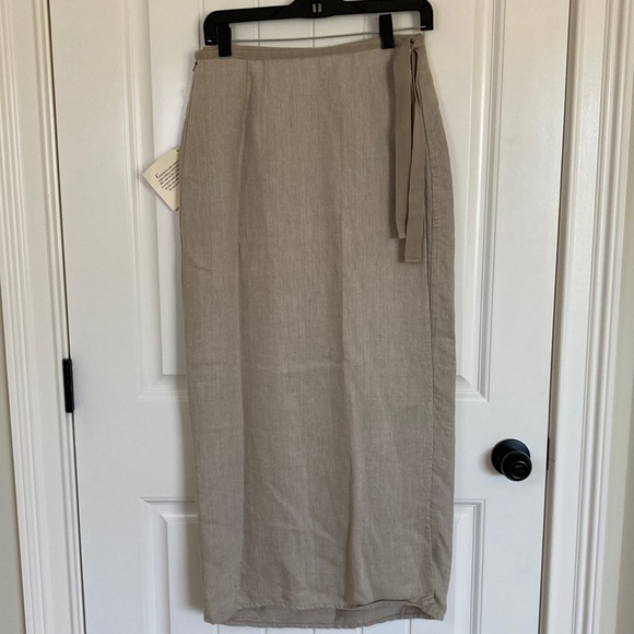 Eddie Bauer Dresses & Skirts - Eddie Bauer Women's Linen Wrap Skirt Size 14P Tan Summer Maxi NWT